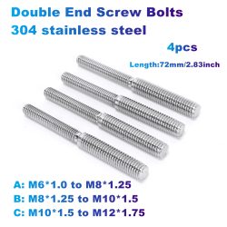 4 Stück Doppelendschraubenbolzen 304 Edelstahl M6*1,0 bis M8*1,25/M8*1,25 bis M10*1,5/M10*1,5 bis M12*1,75 Gewindebolzenbefestigungen