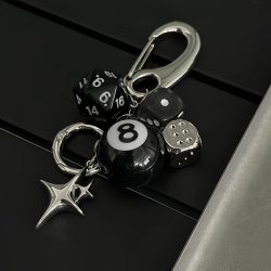 Sternwürfel schwarz acht Kugel Anhänger Taschenanhänger handgemachte Diy Anhänger Ornamente geeignet für Auto Schlüsselanhänger Dekorationen coolen Stil