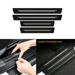 Neue Universal Lmitation Carbon Faser Leder Auto Tür Sill Schutz Streifen Robust Und Langlebig Dekorative Auto Aufkleber Zubehör