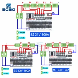 3S/4S/5S Bms 12,6V 16,8V 21V 3,7V 100A Li-Ion Lmo Ternäre Lithium-Batterie Schutz Platine Li-Polymer Balance Laden