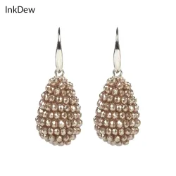 INKDEW Lange Tropfen Ohrringe Perlen Mehrfarbig Handgemachte Threading Kristall Große Ohrringe für Frauen Geschenk ohrringe Schmuck boho EA005