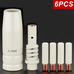 6 Stück/Packung, MB-15AK 15AK Beschichtetes Schweißwerkzeug 0,8mm 1,0mm 1,2mm Violett-Kupfer Leitfähige Beschichtungsdüse Isolierhülse Verbindungselement