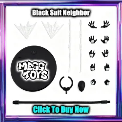 Auf Lager: Mess Toys Schwarzer Anzug Nachbar Messtoys Filmzubehör-Set Symbiote Anime Actionfigur Figurine Modell Geschenk Kinderspielzeug