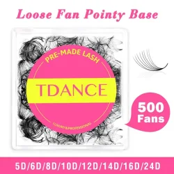 TDANCE 500 Fächer Lose Fächerwimpern Wimpernverlängerung 5D 6D 8D 10D Spitze Basis Vorgefertigter mittlerer Stiel Scharfe dünne russische Volumenwimpern