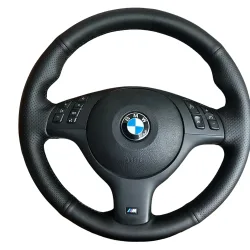 NONE, Kundenspezifische handgenähte Mikrofaser-Leder-Lenkradabdeckung für BMW E46 E39 330i 540i 525i 530i 330Ci M3 2001?2014