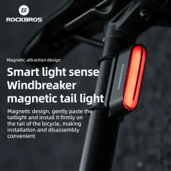 ROCKBROS Smart Start-Stop Fahrrad-Rücklicht, magnetisches Rücklicht, 7 Modi, LED, Fahrrad, Nachtfahrwerk, intelligenter Bremssensor