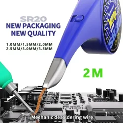 Mechaniker SR20 Entlötgeflecht Schweißlötentferner Docht 1/1,5/2/2,5/3/3,5 mm Präzises Sauggeflecht für die BGA-Schweißreparatur