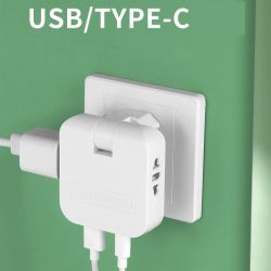 180 Grad faltbarer 4-in-1-EU-Stecker-Adapter, EU-Verlängerungsladegeräte mit USB- und Typ-C-Anschluss, europäischer Stromkonverter-Steckdose