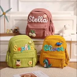 Personalisierter Kinderrucksack mit Namen, Individuelle Rucksäcke als Geschenk, Kleinkind-Büchertasche, Cord-Rucksack für Kinder, Geschenke zum Schulanfang