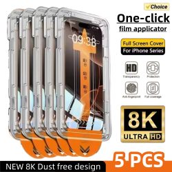 5 Stück Einfach zu Installierende Hochauflösende Displayschutzfolie für iPhone 17 15 14 Pro Max 16 13 16e 12 Mini 11 XR Plus Air Gehärtetes Glas
