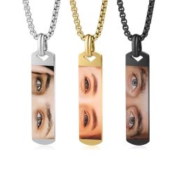 Personalisierte Augen-Halskette für Männer und Frauen, individueller Augenbild-Anhänger, Gravur-Namenskette, Schmuckgeschenke für Ihn und Sie
