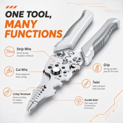 8,5 Zoll multifunktionale industrielle Abisolierzange, Crimpzange, robuste elektrische Zange aus Edelstahl, ergonomischer Griff