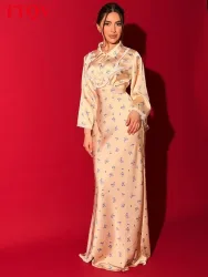 TTQV Modisches Schlankes Bedrucktes Damenkleid 2026 Herbst Revers Langarm Maxikleid Elegantes Klassisches Damenkleid Streetwear