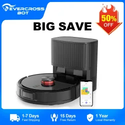 EVERCROSS BOT S6 PRO Saugroboter mit Wischfunktion und Absaugstation, LiDAR 2.0 Navigation, 8000Pa Saugkraft, 180 Min Laufzeit