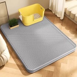 Extra große Katzenstreumatte, robust, wasserdicht, 2-lagig, rutschfest, waschbar, Haustier-Bodenschutz, Katzentoilette, Sandstopper