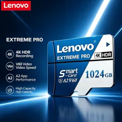 Lenovo 1 TB Extreme Pro Micro SD-Karte, hohe Geschwindigkeit, U3, V60, 4K Full HD, Speicherkarte, 128 GB, 256 GB, 512 GB, TF-Flash-Karten für Smartphones und Drohnen.