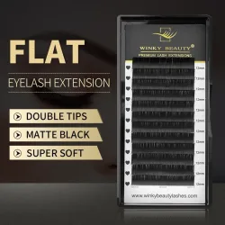 Winky Beauty Flache Ellipsen-Wimpern, matt, rein schwarz, superweich, sanft, natürlich, Wimpernverlängerung, flache Wimpern