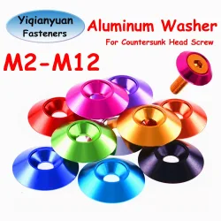 Yiqianyuan M2 M2.5 M3 M4 M5 M6 M8 M10 M12 Aluminiumlegierung Unterlegscheiben für Senkkopfschrauben, mehrfarbig, RC-Car-Zubehör