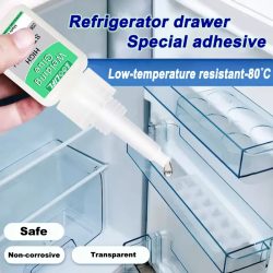 Spezialkleber für Kühlschrank, Superkleber, Kunststoffkleber, Kühlschrankafdichtung, transparent, niedrige Temperaturtoleranz, Frostschutzmittel.