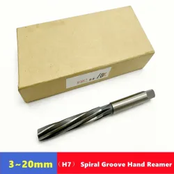 H7 HSS Spiralnuten-Handreibahle 3-20mm, Handreibahle mit Vierkantgriff, geeignet für Kohlenstoffstahl, Kupfer, Aluminium und Metallschneidwerkzeuge.