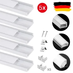 5pc Aluminium Profil LED Bar Lampe Kanal Halter Licht Streifen Tracks 1M LED Bar Licht Kanal Halter Abdeckung stecker DIY Für LED