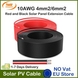 PowMr 10AWG 4mm2/6mm2 25M 30M 50M 100M Rot und Schwarz Solar Panel Verlängerung Kabel PV Anschluss Solar Kabel Draht EU Lager