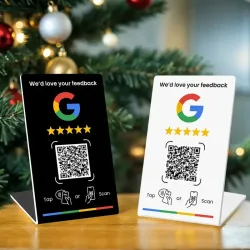 NFC215 Programmierbarer QR-Code für Google Review Card NFC-Stationstisch 13,56 MHz kann unabhängig eingestellt werden, um die stehende Verbindungskarte zu verbinden
