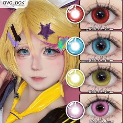 OVOLOOK-2PCS Cosplay farbige Kontaktlinsen für Augen, blaue Kontaktlinsen, rote Linsen, grüne weiche Linsen, Schönheits-Make-up-Mode-Linsen