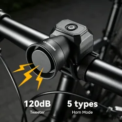Fahrrad-Elektrohupe Fahrradklingel 120dB Laut Typ-C Wiederaufladbar 5 Klangmodi Lenkerhalterung Wasserdicht MTB Rennrad Roller