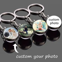 Personalisierter Foto-Schlüsselanhänger, individueller Gall-Ball-Schlüsselanhänger, Auto-Schlüsselanhänger, Geldbörse, Charm, Weihnachtsgeschenke