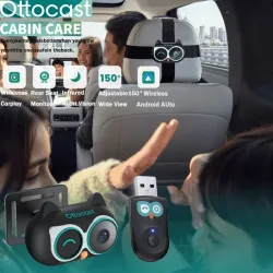 Ottocast Cabin Care Kabelloser CarPlay-Adapter Baby-Autokamera 1080P HD 150° °   Weitwinkel-Nachtsicht-Rücksitzmonitor für 98% aller Autos