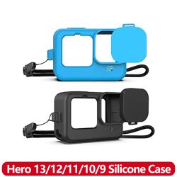 Silikon-Schutzhülle für GoPro Hero 13 12 11 10 9 Black, Stoßfeste Vollschutz-Hülle mit Objektivabdeckung & Anti-Verlust-Handschlaufe