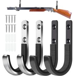 Horizontaler Waffenhalter zur Wandmontage, J-Haken für Gewehre, Schrotflinten, Bögen, mit weicher Polsterung, Jagdzubehör