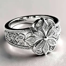 Huitan Wunderschöner Damenring, ästhetisches Blumen-Gravur-Design, trendiges Zubehör für Party, Hochzeit, bezaubernder, schicker Schmuck, Geschenk für Damen