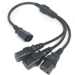 Hochwertiger IEC 320 C14-Stecker auf 3XC13-Buchse, Y-Typ-Splitter-Netzkabel, C14 auf 3 x C13, 250 V/10 A, hochwertiges IEC 320 C