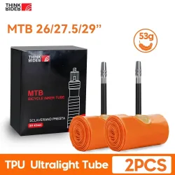 ThinkRider 2PSC Ultraleichter Fahrradschlauch 26 27,5 29 Zoll MTB Fahrrad TPU Material Reifen 45 mm Französisches Ventil Superleicht