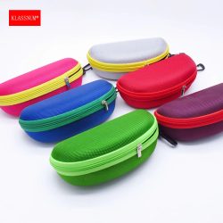 KLASSNUM Tragbares EVA-Brillenetui mit Karabinerhaken, buntes Sonnenbrillen-Hartschalenetui, Reißverschluss, Brillenschutz, Box-Halter, Neu