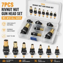 Geschenkbox-Set 7-teilig: Rivnut-Mutterkopf-Set M3-M12, Dornen-Kit, Gewindeeinsatz-Werkzeugköpfe für Autoreparatur, DIY-Metallbearbeitung