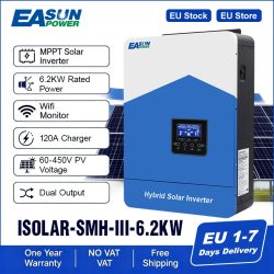 Easun Hybrid-Wechselrichter 6,2kW/48V 4,2kW/24V MPPT Dual-Ausgang Reine Sinuswelle 120A 230V 50/60Hz Solar-Wechselrichter-Ladegerät mit BMS WLAN
