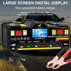 300AH 220W Voll Automatische Auto Batterie Ladegerät Für Nass Trocken Blei Säure LCD Display Intelligente Puls Reparatur Batterie Ladegerät EU Stecker