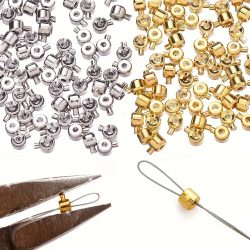 20 Stück 3 x 4 mm Kupfer-Positionierungsschnallen mit Perlenkappen ? DIY-Halsketten- und Armbandverbinder, Schmuckverschluss-Zubehör