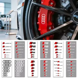 6 Stück PVC Auto-Bremssattel-Aufkleber Hitzebeständige Aufkleber Auto-Zubehör für Audi S Line A1 A3 A4 A6 A7 Q3 Q5 Q7 RS3 RS4 S3 S4