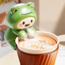 Niedliche Cartoon-Frosch-Ventilatoren mit Datenkabel, USB-aufladbar, Mini-Hängeventilatoren für Nudeln, Kaffee, Tee und Heißgetränke