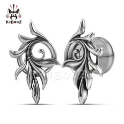 KUBOOZ Hypoallergener Edelstahl Feder Schwanz Ohr Tunnel Plug Punk Ohr Gauge Bahre Schmuck Comfort Fit Geschenk