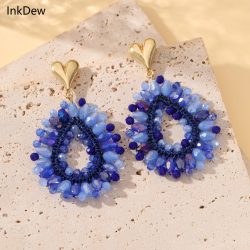 INKDEW Böhmen Wasser Tropfen Ohrringe für Frauen Große Lange Ohrringe Handgemachte Kristall Facettierte Perlen Ohrringe Schmuck Mode EA152