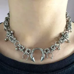 Punk Mode Edelstahl Niet Hufeisen Ring DIY Anhänger Halskette für Frauen Coole Mode Goth Schmuck Grunge Halsband