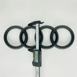 Schwarz/Silber 4-Ring ABS Auto Motorhaube Frontgrill Heckklappe Emblem Logo Abzeichen Aufkleber für Audi A3 A4 A5 A6 A7 Q2 Q3 Q5 Q8 TT