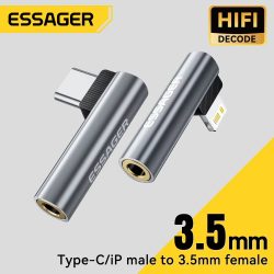 Essager L-förmiger Typ-C zu 3,5mm Klinke Audio-Adapter für iPhone 16 15 Samsung Lightning zu 3,5mm Kopfhörer-Adapter für iPhone 14 1