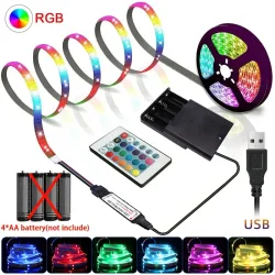 RGB-LED-Leuchten mit Batterie, USB, 5 V, LED-Streifen, IR-Fernbedienung, flexibles Bandband für Zuhause, Zimmer, TV, Hintergrundbeleuchtung, Dekoration