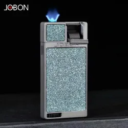JOBON Kreatives Neues Design Ultra-dünnes Flachflammen-Sturmfeuerzeug Metall Gerade Blaue Flamme